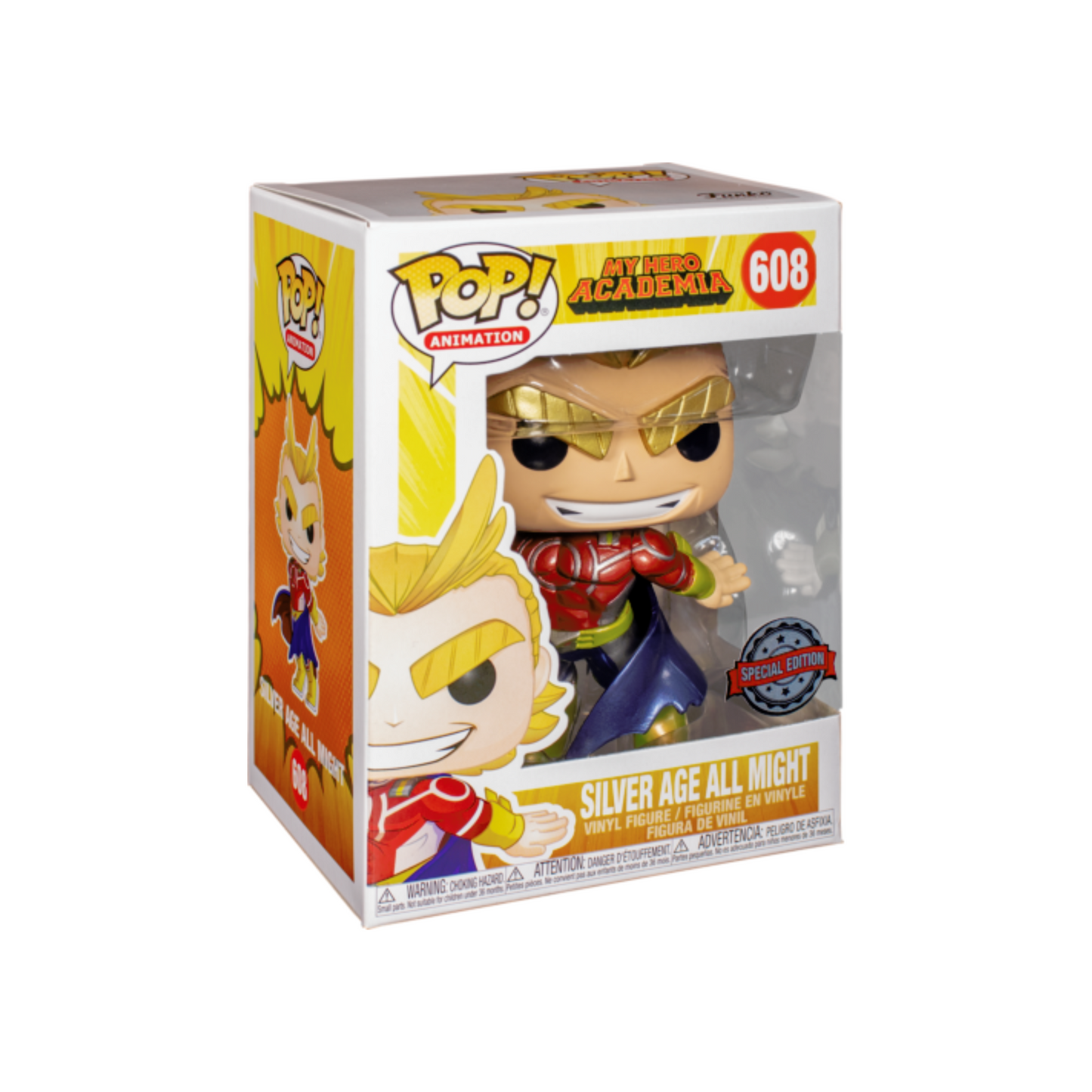 Funko - Animation Pop! Vinyl - My Hero Academia - Silver Age All Might (Metallic) #608