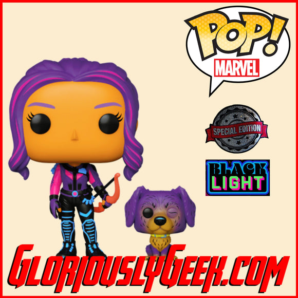 Funko - Marvel Pop! Vinyl - Hawkeye - Kate Bishop with Lucky the Pizza Dog (Blacklight) #1212